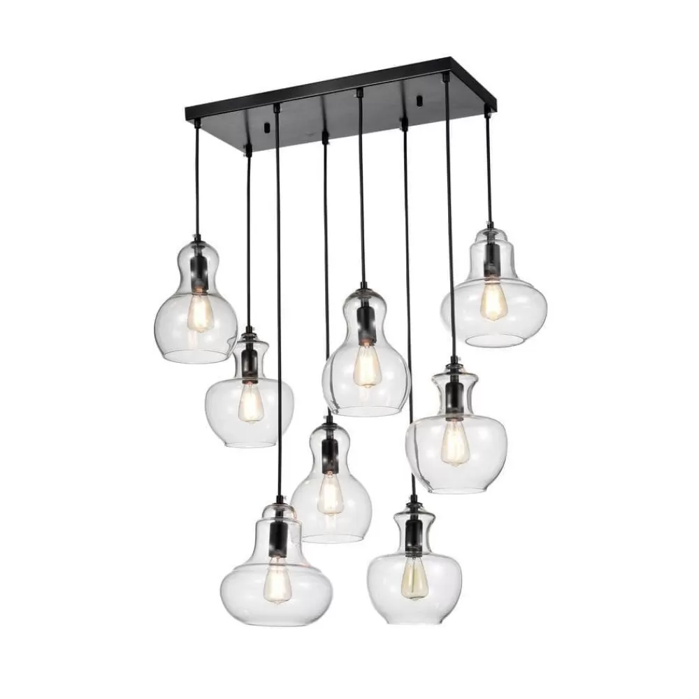 * Beveen 8-Light Black Metal Pendant By Warehouse Of Tiffany Fashion