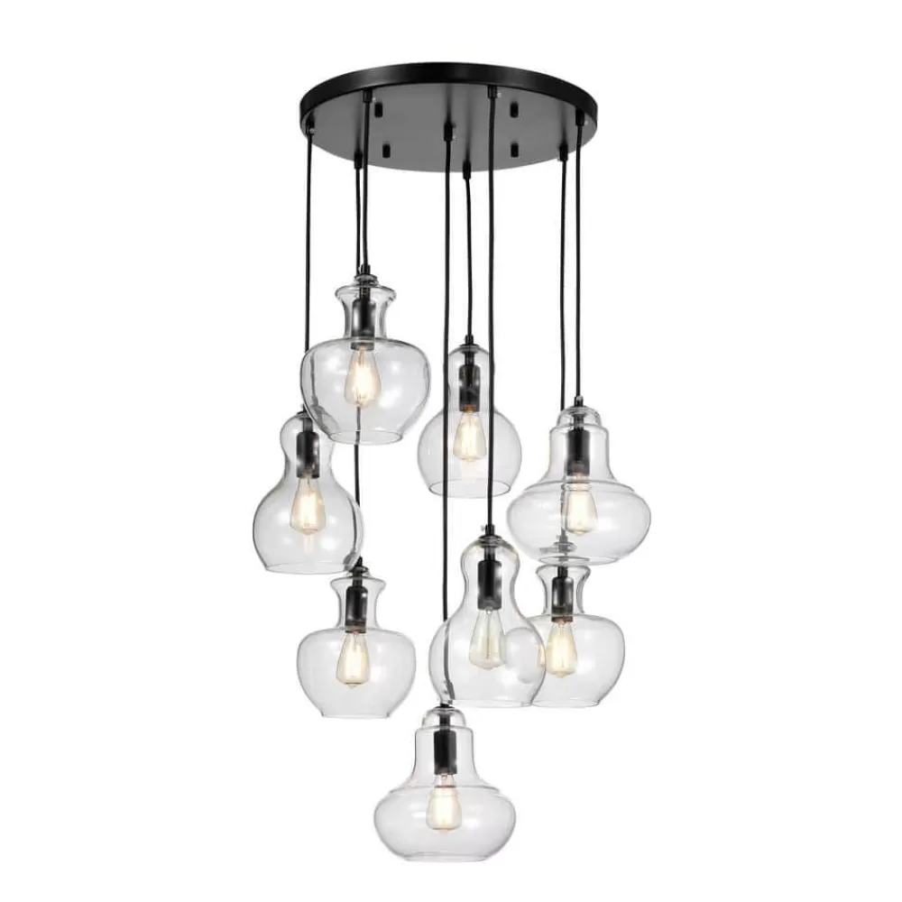 * Beveen 8-Light Black Pendant By Warehouse Of Tiffany Cheap