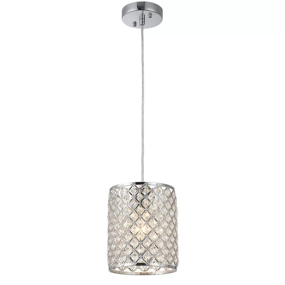 * Botvi 1-Light Chrome Drum Pendant By Warehouse Of Tiffany Cheap