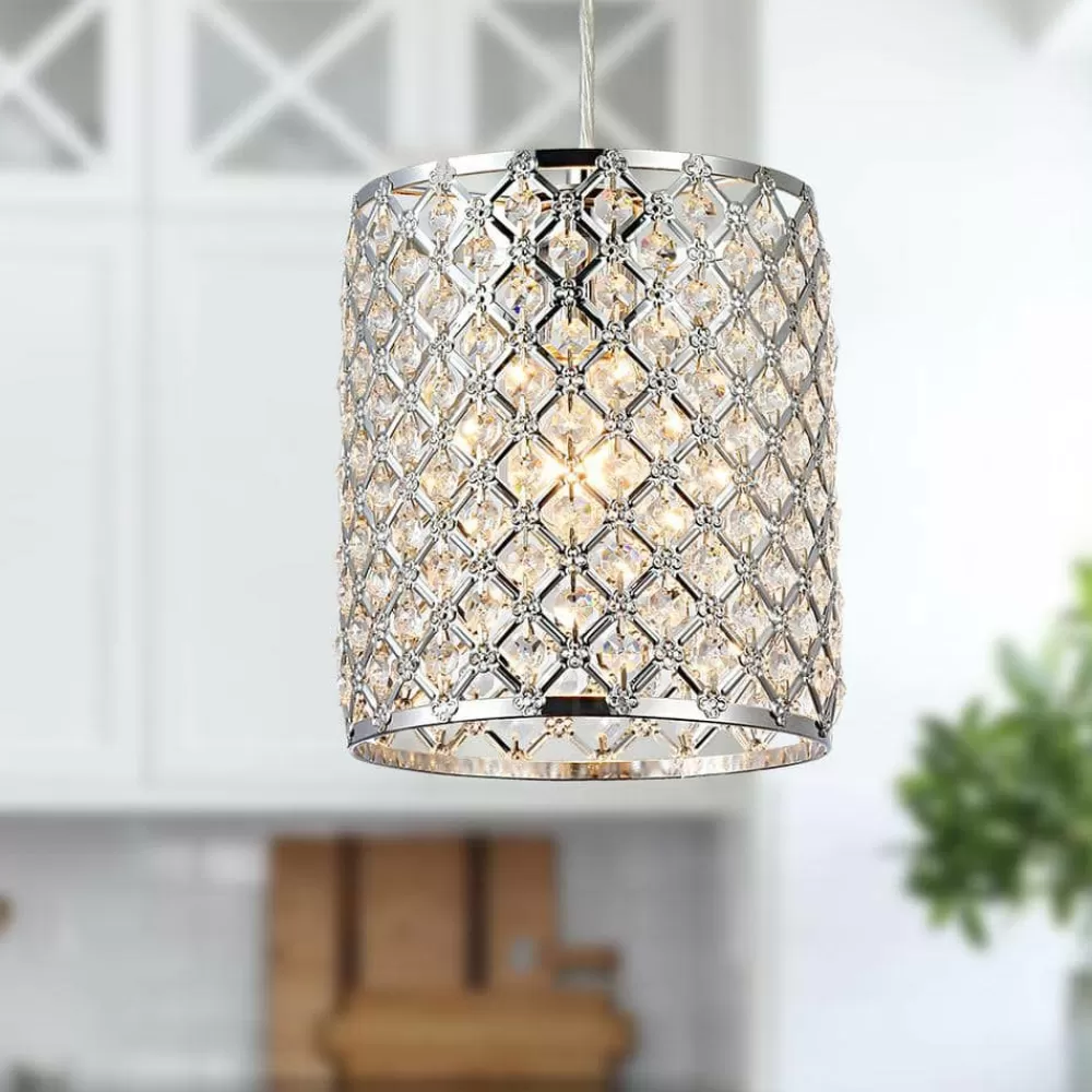 * Botvi 1-Light Chrome Drum Pendant By Warehouse Of Tiffany Cheap