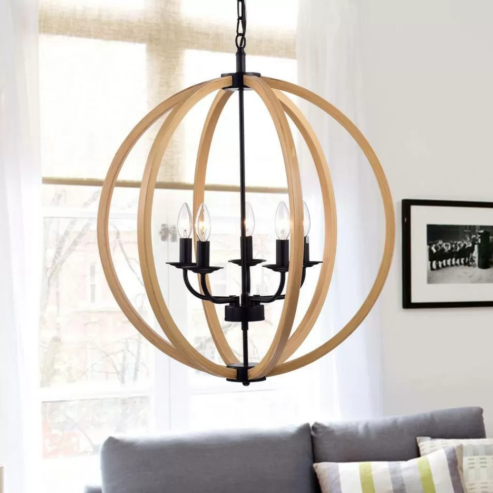 * Fedelmid 5-Light Black Pendant By Warehouse Of Tiffany Discount