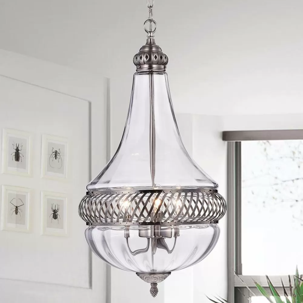 * Permin Empire 3-Light Nickel Pendant By Warehouse Of Tiffany Best